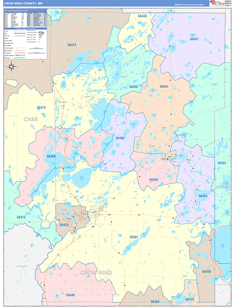 Crow Wing County, MN Zip Code Map